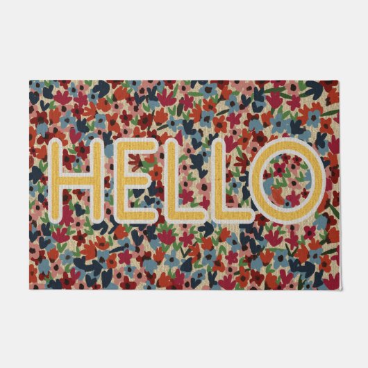 Lovely Spring Flowers Doormat, Hello Deurmat (Voorkant)