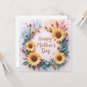 Lovely Sunflowers 3D Mother's Day Kaart (Voorkant / Achterkant in situ)