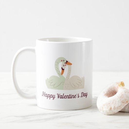 Lovely Swan Couple Valentijn | Koffie-Mok Koffiemok (Met donut)