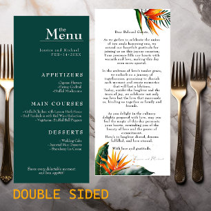 Lovely text Birds of Paradise Bliss menu mariage