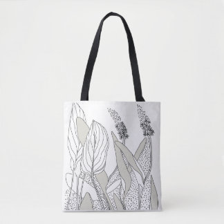 lovely tote with plant illustrations.  draagtas