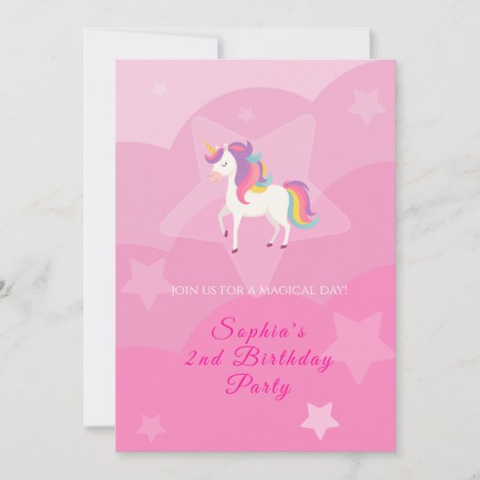 Lovely Unicorn Birthday Invitation (Devant)