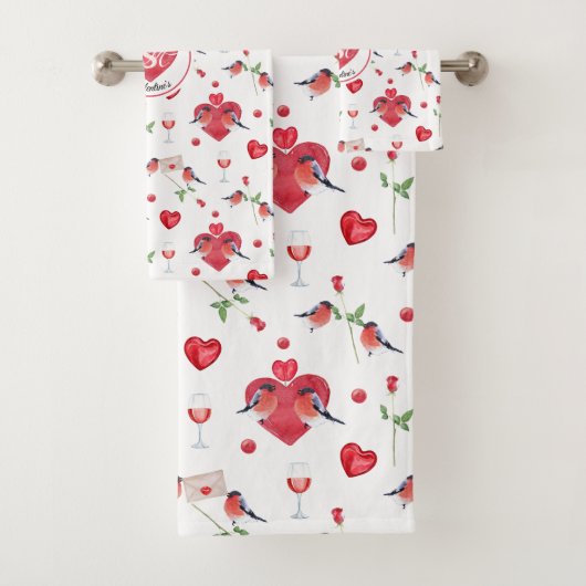 Lovely Valentine's Day Pattern | Monogrammed Bad Handdoek (Insitu)