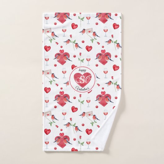 Lovely Valentine's Day Pattern | Monogrammed Bad Handdoek (Handdoek)