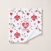 Lovely Valentine's Day Pattern | Monogrammed Bad Handdoek (Wasdoekje)