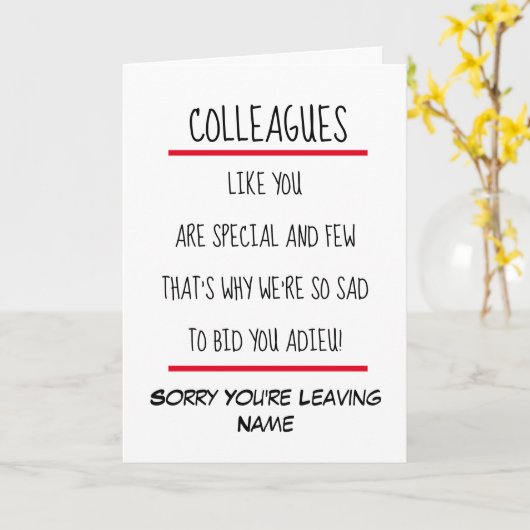 Lovely Verse Désolé De Quitter La Carte De Retrait (Fleur jaune)