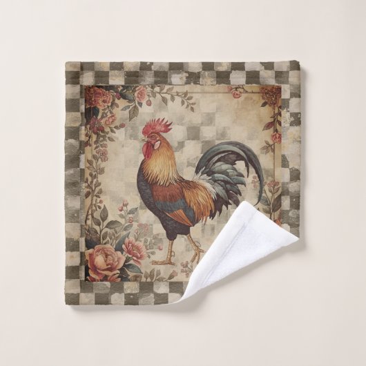 Lovely Vintage Rooster and Flowers Pattern  (Gant de toilette)