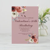 Lovely Waterverf Rozen 40th Birthday Invitation Kaart (Staand voorkant)