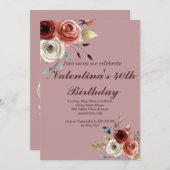 Lovely Waterverf Rozen 40th Birthday Invitation Kaart (Voorkant / Achterkant)