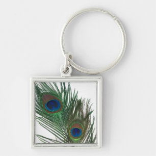 Lovely White Peacock Feather Sleutelhanger