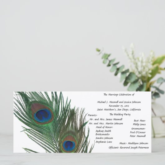 Lovely White Peacock Wedding Programme (Debout devant)