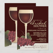 Lovely Wine & Grapes Bridal Shower Invitation Kaart (Voorkant / Achterkant)