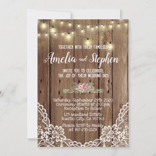 Lovely Wooden Rustic Wedding Uitnodiging (Voorkant)