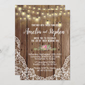 Lovely Wooden Rustic Wedding Uitnodiging (Voorkant / Achterkant)