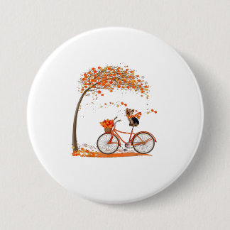 Lovely Yorkie in herfst grappige hond die fietst Ronde Button 7,6 Cm