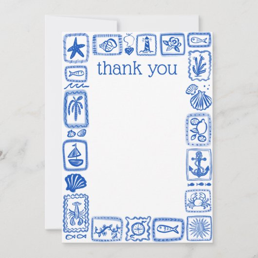 LoveNotes uit de Zee Moderne Cute Bruidsdouche Bedankkaart (Voorkant)