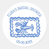 LoveNotes van Sea Lobster Aangepaste Bruidsdouche Ronde Sticker (Voorkant)
