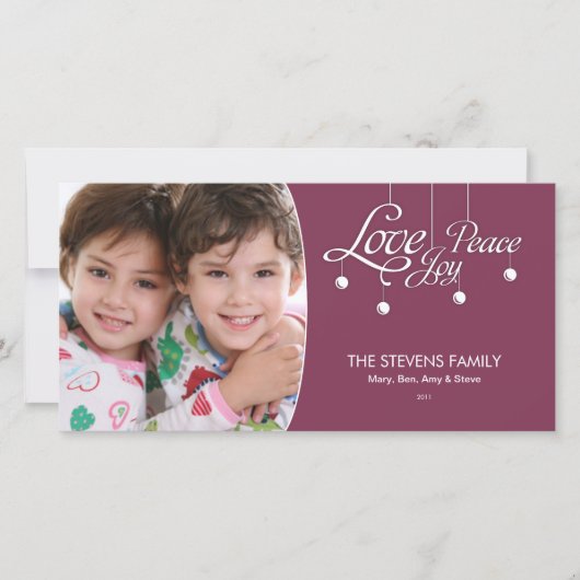 LovePeaceJoy Hanging Ornament Premium Carte photo (Devant)