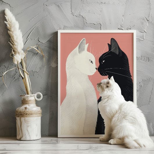 Lover Cats Valentijn Felines Pastel Art Print