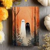 Lover Ghosts Spooky Schattigee Waterverf Halloween Briefkaart