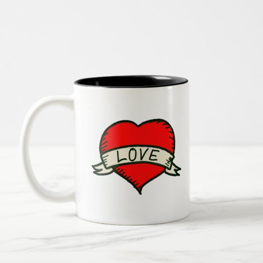 Lover Heart Shape Tekening Tweekleurige Koffiemok (Links)