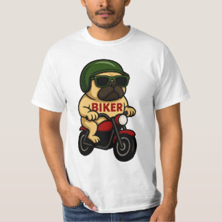 Lover Motorfiets Pug Biker Verjaardagsfeest T-shirt