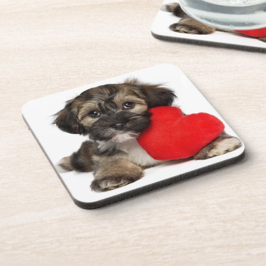 Lover Valentijn Havanese Puppy Dog Drankjes Onderzetter (Linkerzijde)