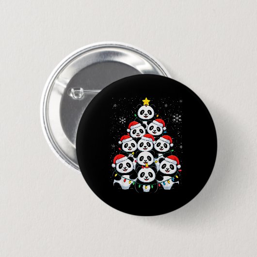 Lover Xmas Panda Christmas Tree  Ronde Button 5,7 Cm (Voorkant /achterkant)