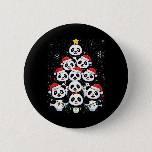 Lover Xmas Panda Christmas Tree T Shirt Ronde Button 5,7 Cm (Voorkant)
