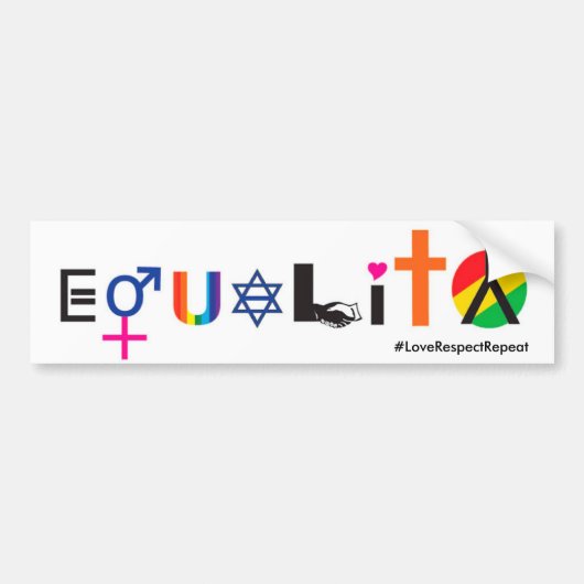 #LoveRespectHerhaal Equality Bumpersticker (Voorkant)