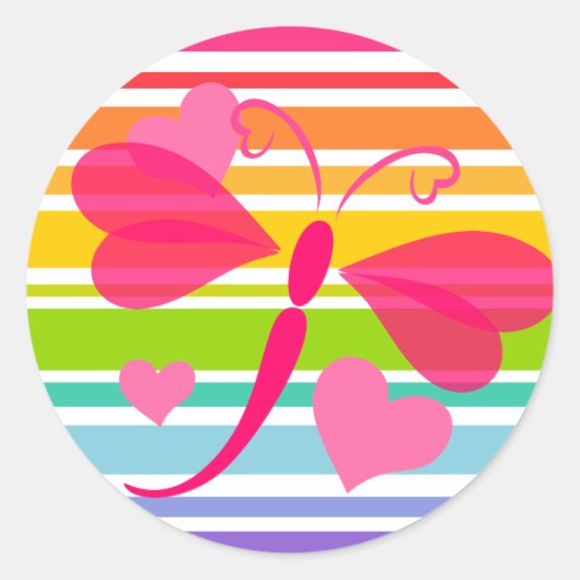 Loverly Dragon Fly Ronde Sticker (Voorkant)