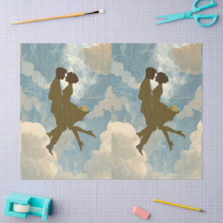 Lovers Couple in the Blue Sky Collage Tissuepapier