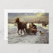 Lovers in een slee briefkaart (Voorkant / Achterkant)