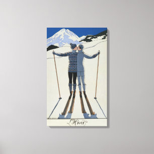 <Lovers in the Snow>van Georges Barbier Canvas Afdruk