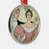 Lovers onder de Mistletoe Metalen Ornament (Rechts)