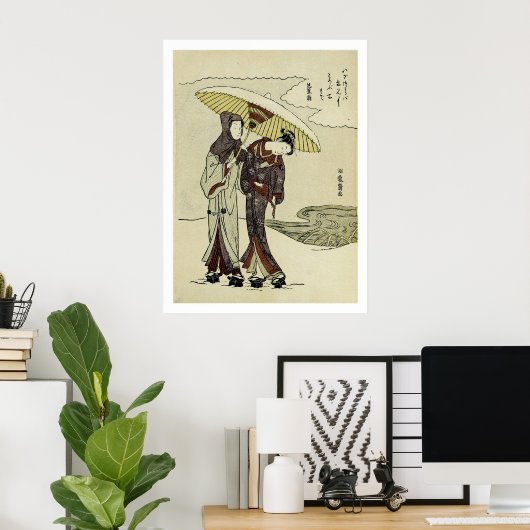 Lovers onder een paraplu poster (Thuiskantoor)