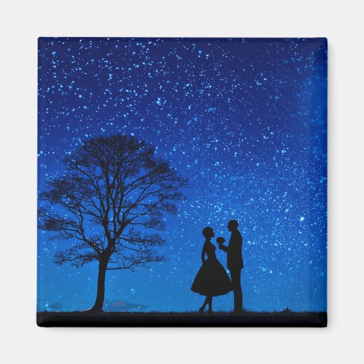 Lovers onder volle maan magneet (Voorkant)