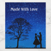 Lovers onder volle maan wijn etiket (Enkel label)