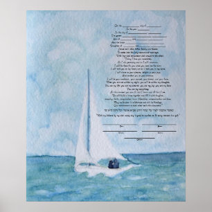 Lovers op een Sailboot Ketubah Poster