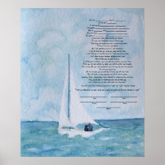 Lovers op een Sailboot Ketubah Poster