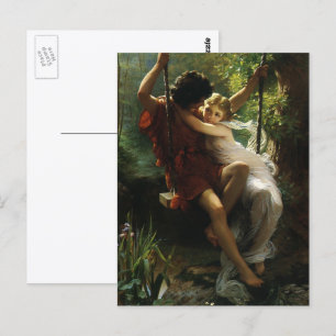 Lovers op een Swing. Lente van Pierre Auguste Cot Briefkaart