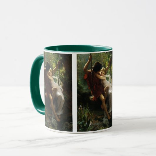 Lovers op een Swing. Lente van Pierre Auguste Cot Mok (Voorkant links)