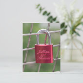 Lovers Padlock Specialized Red Calligraphic Text Briefkaart (Staand voorkant)
