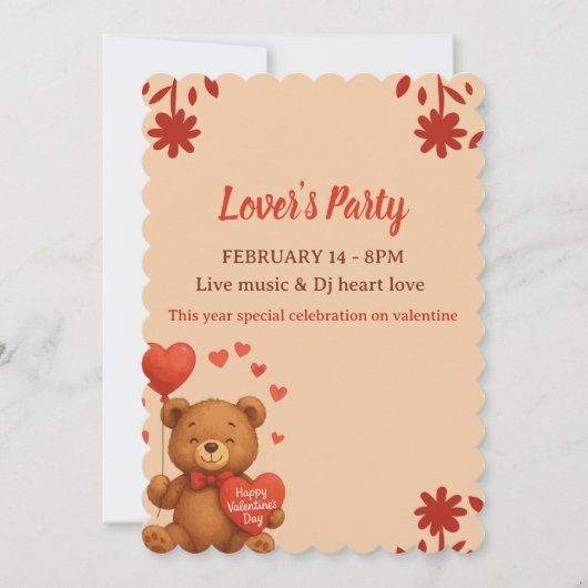 Lover's Party - Valentine’s Day party Invitation Kaart (Voorkant)