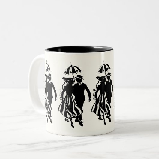 Lovers & Soulmates paar Silhouet Tweekleurige Koffiemok (Voorkant links)