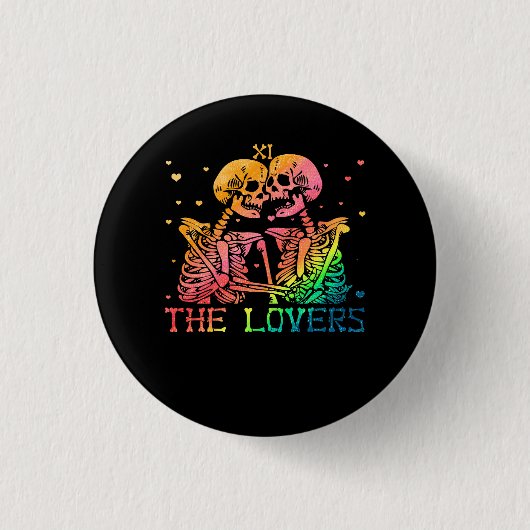 Lovers Tarot Rainbow Skeleton Gay Lesbian LGBT Ronde Button 3,2 Cm (Voorkant)