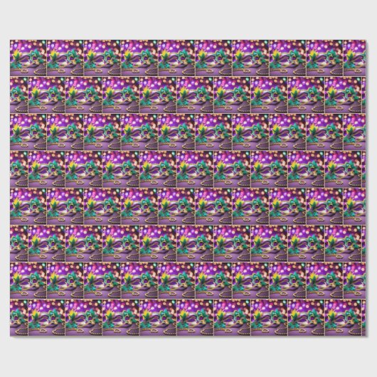 Lovertreinen Carnaval Masker Met Kralen Cadeaupapier (Vlak)