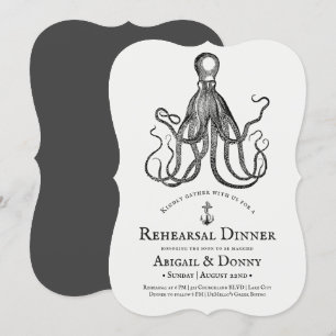 Love's Embrace Octopus Theme Rehearsal Dinner Kaart