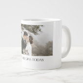 Love's Morning Brew: Gepersonaliseerde bruiloft Mo Extra Grote Beker (Voorkant rechts)