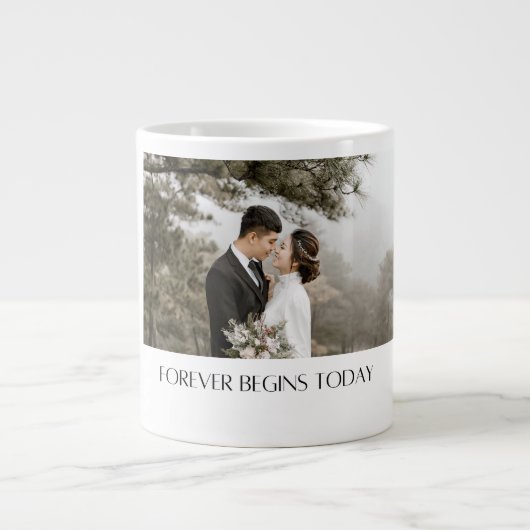 Love's Morning Brew: Gepersonaliseerde bruiloft Mo Extra Grote Beker (Voorkant)